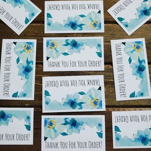 Thank You Cards Business Card Blue Flowers